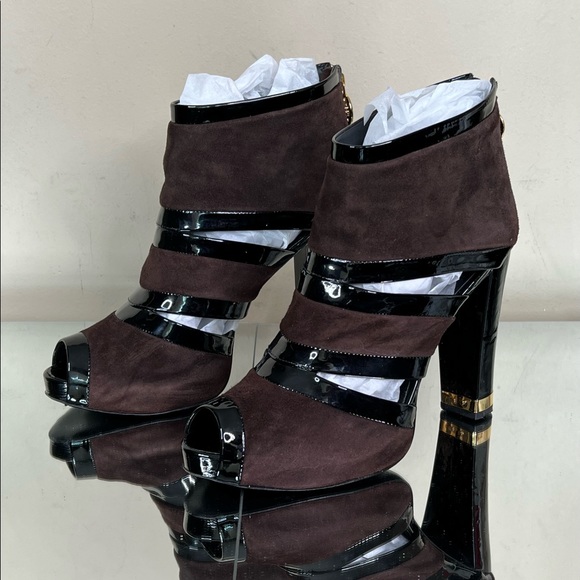 Tory Burch Shoes - Tory Burch Suede Patent Heel Bootie